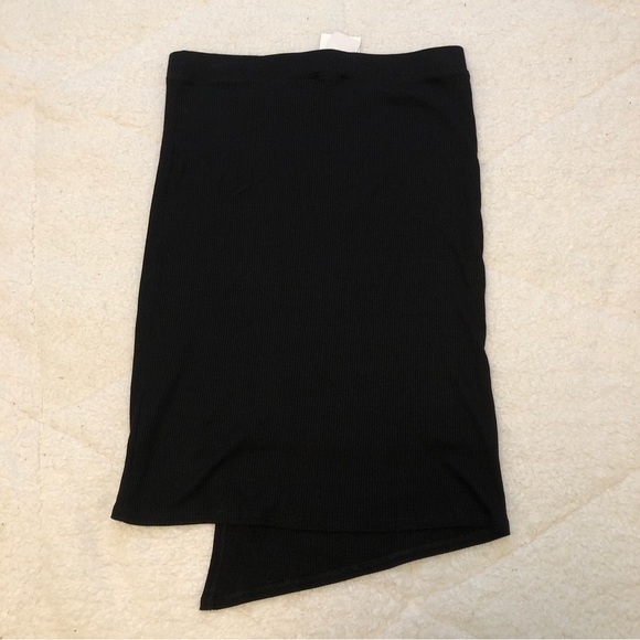 NWT Splendid Black Ribbed Asymmetrical Wrap Skirt - Picture 5 of 6